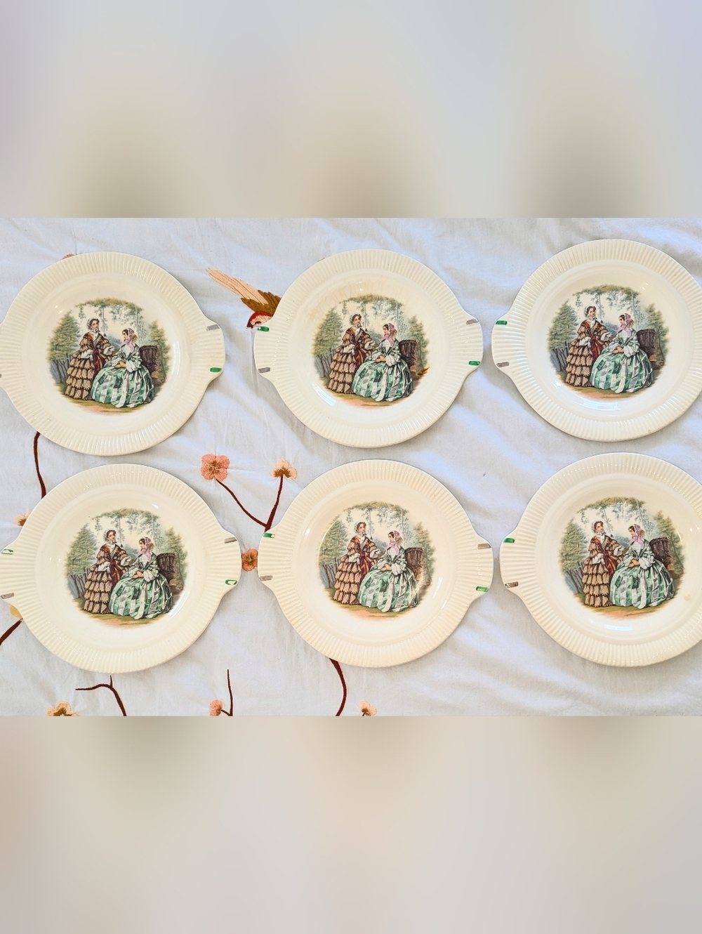 Victory By Salem China Co. Godey Decorative Dessert Plates Six 7.25" Vintage